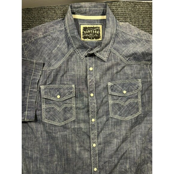 BKE Other - BKE Vintage 1967 Athletic Fit Blue Plaid Button-Up Shirt Pearl Snap Pockets